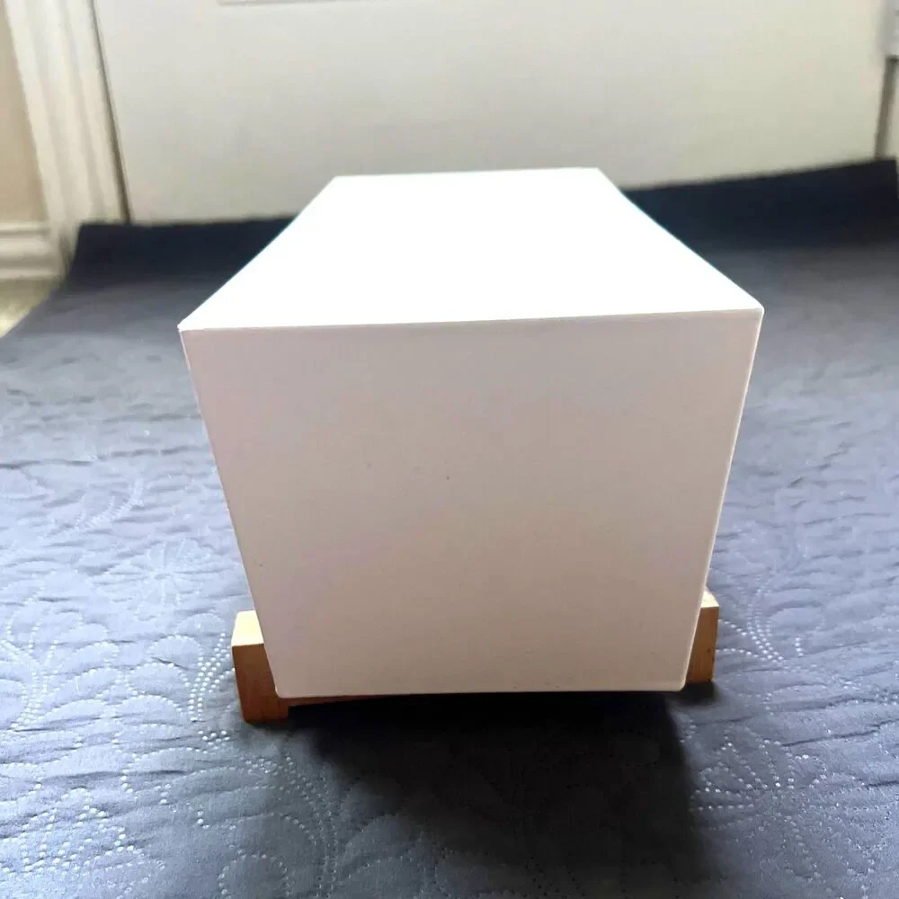 White IKEA Bittergurka Plant Pot with Wooden Stands 12 ½x6
